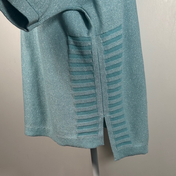 Chico’s Baby Blue Sparkle Metalic oversized Top, Size 3  (XL) - Picture 8 of 12